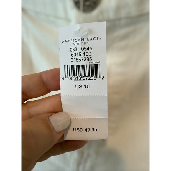 NWT American Eagle High Rise Distressed Cuffed Jean Shorts White Womens Size 10 - Picture 8 of 8
